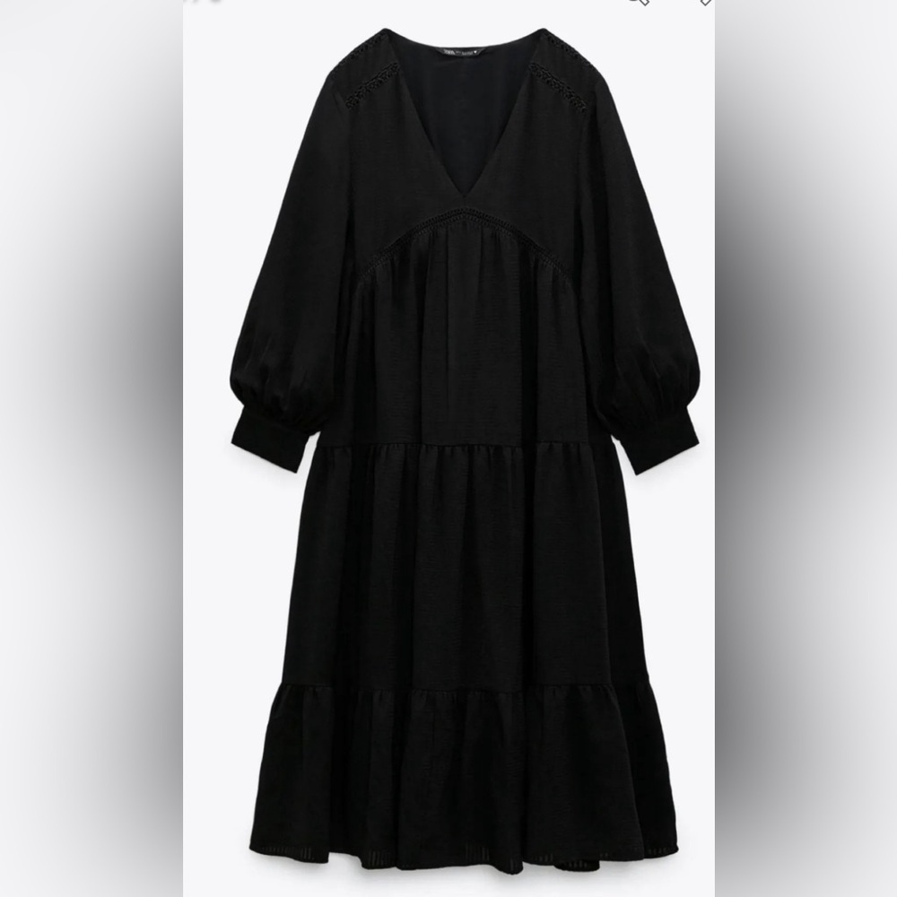 Zara black textured midi dress